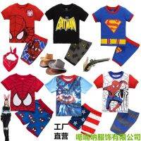 ♀✲▩ New Boys Summer Short-sleeved Home Clothes Set Spider Superman Bat Woody Cartoon Pajamas Costumes Wholesale