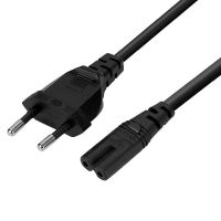 Black White Copper 1.5M 2X0.75MM 2.5A 250V IEC320-C7 C8 To EU 4.0MM 2Pins extension power cable for Germany France Russian Korea