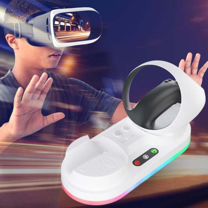 ชั้นวางหูฟัง-vr-สถานีชาร์จไร้สายมีอินดิเคเตอร์-led-กันลื่นที่ชาร์จแบบสองหัวควบคุมแบบสัมผัสสำหรับตัวควบคุม-vr2-ps