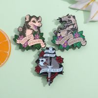 【DT】hot！ Possum And Flowers Brooches Cartoon Enamel Pin Mentally Sick Physically Thick Lapel Badge Wholesale Jewelry Gifts