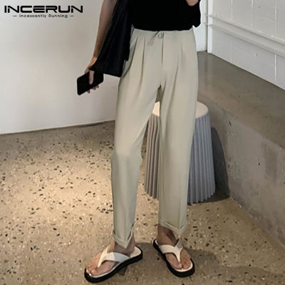 (เกาหลีสไตล์) INCERUN เสื้อกันหนาวแฟชั่น Mens สมาร์ทกางเกง Chino Causal Fit กางเกงสเเล็คกางเกง