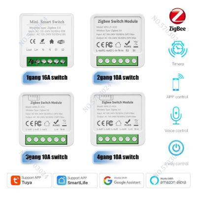 ✖❅ﺴ Zigbee 1/2/3/4 Gang Smart Switch Tuya Smart Life 2 Way Control Module DIY Timing Mini Breaker Work With Alexa Google Home Alice