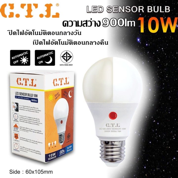 โปรโมชั่น-หลอดไฟ-led-10w-sensor-เปิดเองกลางคืน-ปิดเองกลางวันอัตโนมัติ-ราคาถูก-หลอด-ไฟ-หลอดไฟตกแต่ง-หลอดไฟบ้าน-หลอดไฟพลังแดด