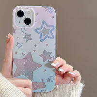 ins ไล่ระดับสีแฟลชผงดาวโทรศัพท์กรณีสำหรับ iPhone14 เคสซิลิโคนป้องกันการตกสำหรับ iPhone13Promax เคสโทรศัพท์ดาวแบบเต็มหน้าจอสำหรับ iPhone11 เคสแฟชั่นเกาหลีสำหรับ iPhone12Promax