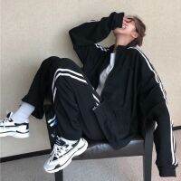 【DT】hot！ hip hop fashion Korean chic solid two-piece casual Ulzzang streetwear  zipper female suit