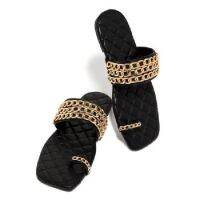 Size 35-43 Toe Sandals Chain Sqaure Soft Shoes