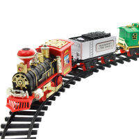 YC [สต็อก] ชุดรถไฟชาร์จ Classic ชุดของเล่นรถไฟไฟฟ้าควันรีโมทคอนโทรล Track