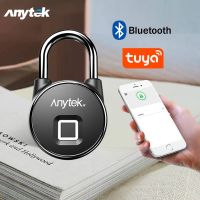 Anytek Tuya Fingerprint Padlock Outdoor IP65 Waterproof Smart Door Lock Bicyle Security Locks Keyless USB Charging APP Unlock