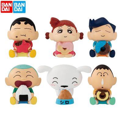Bandai ดั้งเดิม Gashapon Qversion Mini Crayon Shin-Chan อาหารปาร์ตี้ตุ๊กตาญี่ปุ่นแบบตั้งโชว์แอคชั่นของขวัญคอลเลกชันตัวละครการ์ตูน