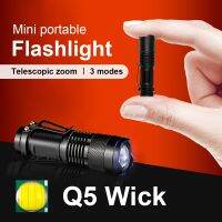 Mini Flashlights Strong Ligh Small Led Flashlight Q5 Edc Lamp Lantern 14500 Battery Led Torch Metal Clip Telescopic Zoom 3 Mode Rechargeable  Flashlig