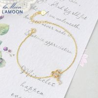 LAMOON 925 Silver Bracelet For Women Anime Vive Sweety Heart Natural Rose Quartz Gemstone 14K Gold Plated Fine Jewelry LMHI069