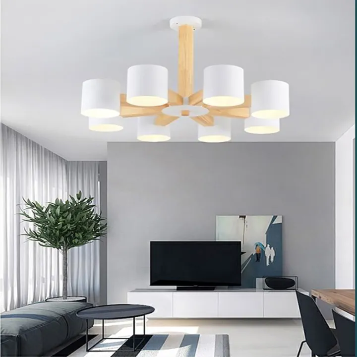 Living room ceiling chandelier modern solid wood dining room chandelier