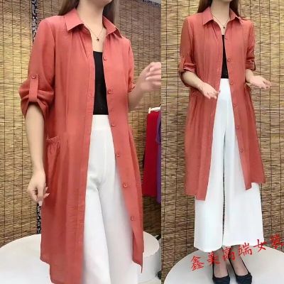 Lightweight Windbreaker Womens Long Spring Summer Fashionable Shirt With Cardigan Jacket Sun Protection Clothing Female Vintage