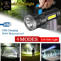 ไฟฉาย LED ชาร์จสว่างมากแบบ USB ได้1000LM,ไฟฉายจิ๋วกลางแจ้งพร้อมที่จับสำหรับตั้งแคมป์ในกรณีฉุกเฉินเดินป่า