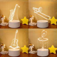 ใหม่3D ILLUSION Baby Night Light โน้ตดนตรีโฮโลแกรม nightlight สำหรับตกแต่งบ้าน USB โคมไฟดนตรี souven WARM White Lights