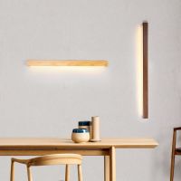 Dual Color Light LED Wall Lamp Walnut Wood Log Modern Simple Living Room Background Wall Lamp Bedroom Bedside 85~265V Wall Light