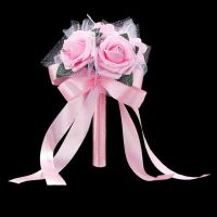 【hot】✐  1PC Six Heads Foam Silk Bouquet Rhinestone Diamante Bridal Bridesmaid Brooch Wedding 7 Color