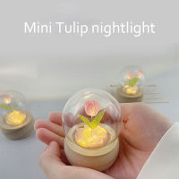 Mini Tulip Night Light Handmade DIY Material Cute Atmosphere Lamp Home Decor Birthday Gift For Girls Family Friends Christmas Night Lights
