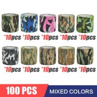 HOT★100Pc 4.8M Camouflage ผ้าพันคอยืดหยุ่นการล่าสัตว์ Camouflage ยืดหยุ่นเทปกีฬาป้องกันข้อเท้าเข่าผ้าพันแผลนิ้วมือ