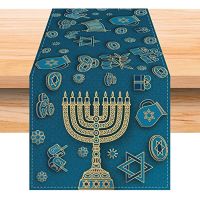 【LZ】☫  Passover Easter Table Runner Jewish Menorah Hanukkah Holiday Kitchen Coffe Table Indoor Outdoor Home Party Decoration Tablecloth