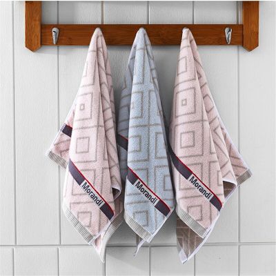 1Pc 34x75cm 100% Cotton Simple Plaid Jacquard Soft Home Hotel Bathroom Adult Hand Towel