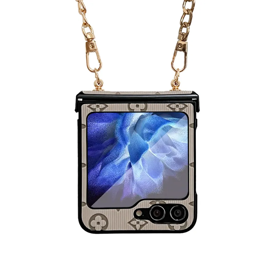 Samsung Galaxy Z Flip 5 Case with Screen Tempered Glass and Crossbody  Shoulder Chain Strap