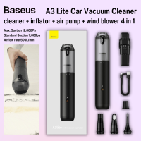 Baseus  เครื่องดูดฝุ่นไร้สาย A3 Lite Car Vacuum Cleaner 12000Pa  Air Pump เครื่องดูดฝุ่นในรถ เครื่องเป่าลมไร้สาย พกพา