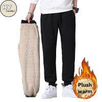 2022ฤดูใบไม้ร่วงฤดูหนาว Plush Sweatpants ผู้ชายหนาแคชเมียร์สบายๆกระเป๋า Drawstring ยาวกางเกง M-5XL ผู้ชาย Plus ขนาดหลวมกลางแจ้งกีฬา Outwear กางเกง