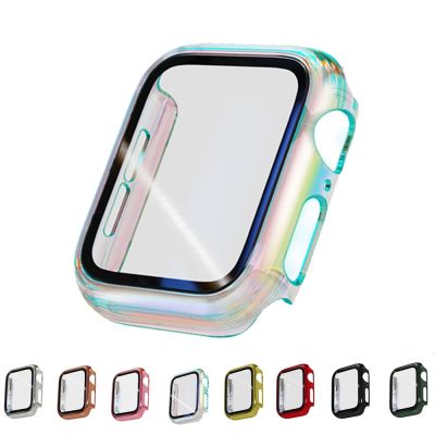 Screen Protector For Apple Watch Case 44mm 40mm 42mm HD Glass 38mm 41mm 45mm Plating Cover For apple watch series 8 7 6 5 4 3 SE Cases Cases
