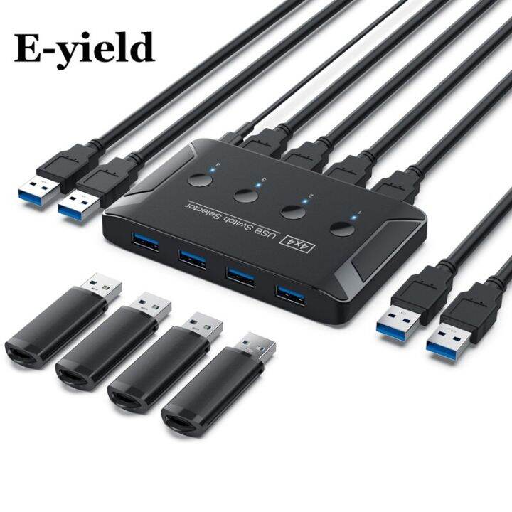 สวิทช์-usb-kvm-usb-3-0สลับกับ-extender-คอมพิวเตอร์4เครื่องแชร์4ชิ้น3ชิ้นพอร์ต-usb-2ชิ้นสำหรับเครื่องพิมพ์เมาส์และคีย์บอร์ด-u-disk-feona