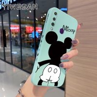 Yiเวปไซต์เคสสำหรับ Huawei Y6P เคสการ์ตูนมิกกี้เมาส์น่ารักดีไซน์ใหม่เคสโทรศัพท์ด้านข้างกรอบสี่เหลี่ยมเคสซิลิโคนเต็มตัวเคสกล้องกันกระแทกเคสป้องกันแบบนิ่ม