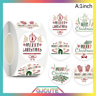 GJCUTE 500PCS Merry Christmas stickers สติกเกอร์ติดวันหยุดด้วยตนเองสำหรับตกแต่งงานปาร์ตี้