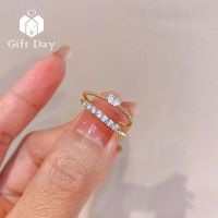 【วันของขวัญ】เครื่องประดับผู้หญิง Cincin Bentuk Hati แหวนแฟชั่นหรู2ชิ้น/เซ็ต18K แหวนแห่งความรัก2ชิ้น