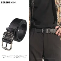 EERSHENSHI เข็มขัดแฟชั่นผู้ชายเกาหลี PU เข็มขัดลำลองสีดำ