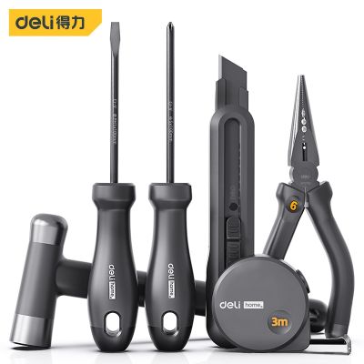 Deli Black Hand Tools 2/4/6 Pcs Set Multifunctional Electrician Portable Tool Sets Household Reparing Kits and Accessories