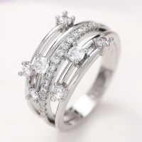 [COD] Cao Shi and eBay hot new diamond micro-inlaid zircon ring creative line cross womens