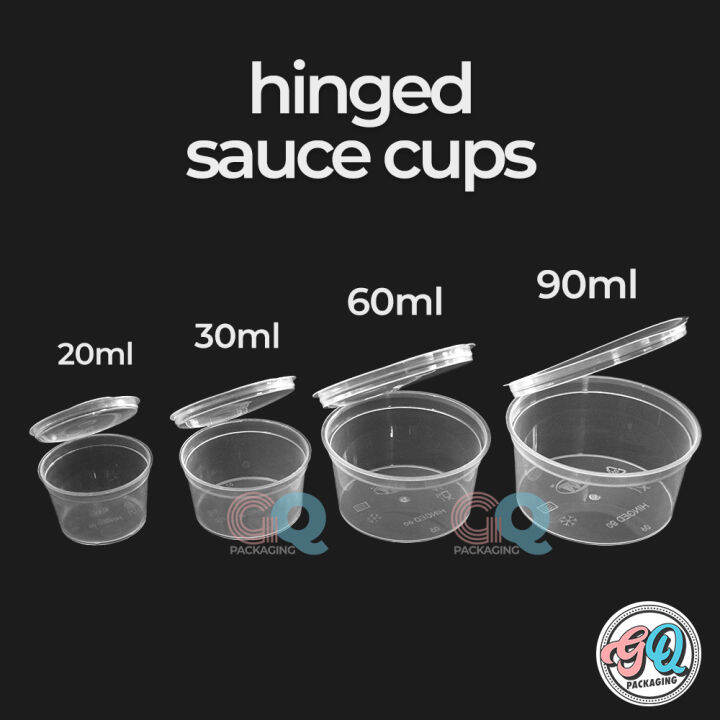 50pcs Hinged Sauce Cup 20ml 30ml 60ml 90ml 120ml Microwavable Lazada PH