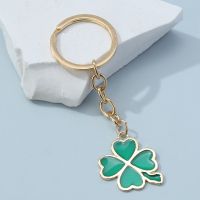 Lucky Enamel Keychain Heart Four Leaf Clover Key Rings Lovely Key Chains Souvenir Gifts For Friends DIY Handmade Jewelry