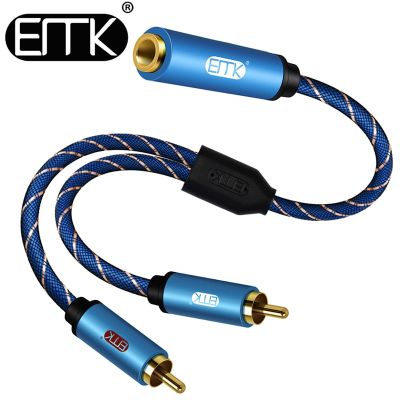 EMK 2RCA 3.5mm Female to 2RCA Male Stereo Audio Cable AUX Cable Gold Plated for Smartphones  MP3  Tablets  Home Theater