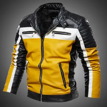 Cheap yellow 2025 leather jacket