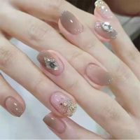 [COD] False nail stickers finished fashion atmosphere soot gradient broken shiny diamond manicure patch wearable detachable box