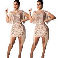 Spot parcel postCY8033 ebay Hot-sale womens clothing Fashion Sexy Sequins Dress Nightclub Beaded Dress