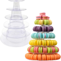 4/6/10 ชั้น Macaron ขาตั้งจอแสดงผล Cupcake Tower Rack เค้กถาด PVC สำหรับงานแต่งงานวันเกิดเค้กตกแต่งเครื่องมือ Bakeware-Luqiande