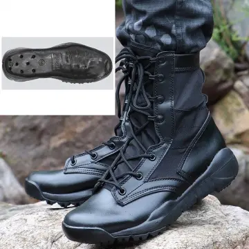 Mens black combat boots on sale leather