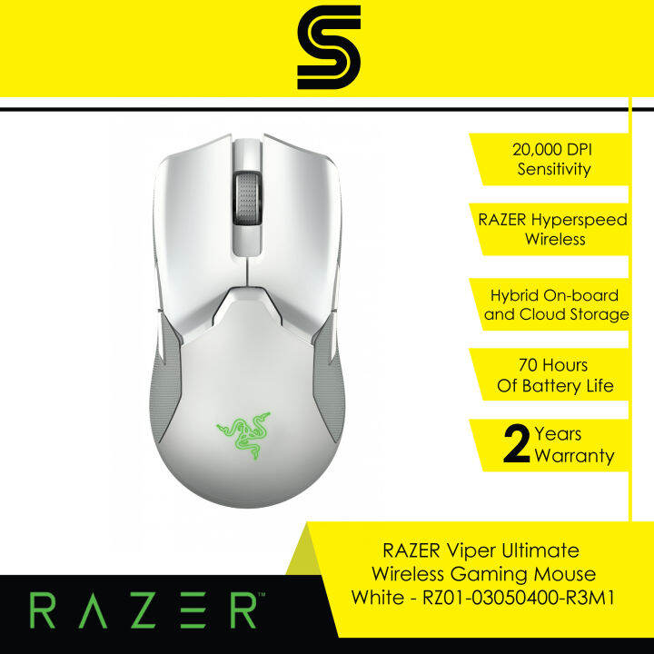 RAZER Viper Ultimate Wireless Gaming Mouse - Mercury White - RZ01 ...