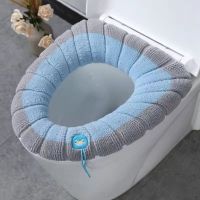 Winter Warm Toilet Seat Cover Closestool Mat Washable Bathroom Accessories Knitting Pure Color Soft O shape Pad Bidet Cover 2023