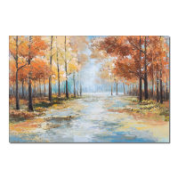 Barocco Abstract Trees Bridge River Painting Hand Painted Oil Painting Modern Landscape Wall Art Canvas Painting For Home Decor