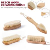 Clothes Leather Shoes Cleaning Brush Beech Wood Long Handle Clothes Shoe Washing Brush For Shoes Clothes Leather Jeans Rugs Shoes Accessories