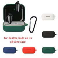 1pc Silicone Case For Realme buds air 3s Case Simple Solid Color Anti-drop Protect Earphone Cover Charging Box Case with Hook Wireless Earbud Cases