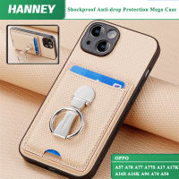 HANNEY สำหรับ OPPO A57 A78 A77 A77S A17 A17K A16 A16S A16K A94 A74 A54 A53 A52 A92 A15 A15S A9 A5 2020 A12 A12E A5S A3S A7 เคสโทรศัพท์คาร์บอนไฟเบอร์กันกระแทกเคสกันกระแทกกันการตกขนาดใหญ่กระเป๋าเก็บบัตรที่มีวงแหวนพับ C1-9ฝาครอบด้านหลัง